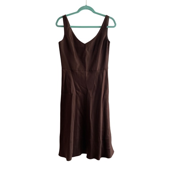 Ann Taylor Dresses & Skirts - Ann Taylor Brown V-Neck Fit and Flare Sleeveless Midi Dress Size 4 203330